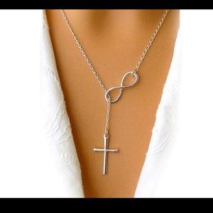Infinity with Cross Silver Necklace